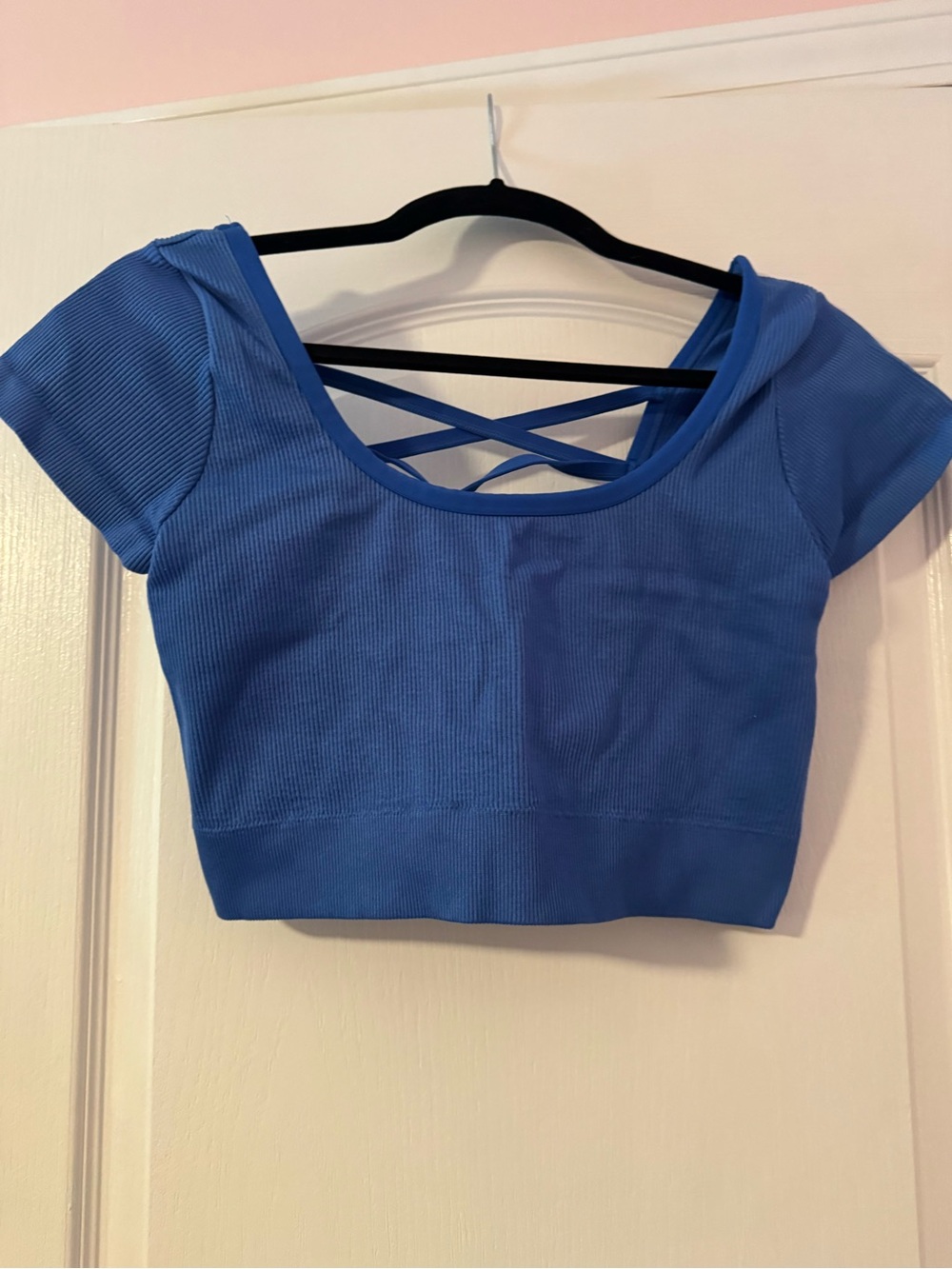 Aerie Blue Ribbed Crisscross-Back Crop Top